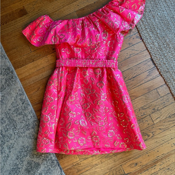 Lilly Pulitzer Shannje Dress Hot Pink and Gold size: 8 - Picture 7 of 9